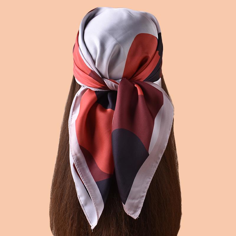 1PC Women's Colorful Patterned Thin Satin Silk-Like Square Scarf Bohemian Casual Neck Wrap Lightweight Comfortable Shawl