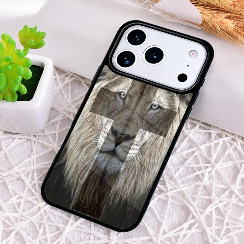 Lion Face Cross - Animal Phone Case for iPhone 17 Air 16 15 11 12 14 13 Pro Max Shockproof Cover