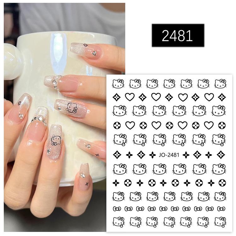 KT Cat Cartoon Nail Art Stickers: Cute Star & Heart Designs