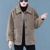 Women's Lambskin Granular Fleece Coat - Autumn/Winter Cardigan for Middle-Aged