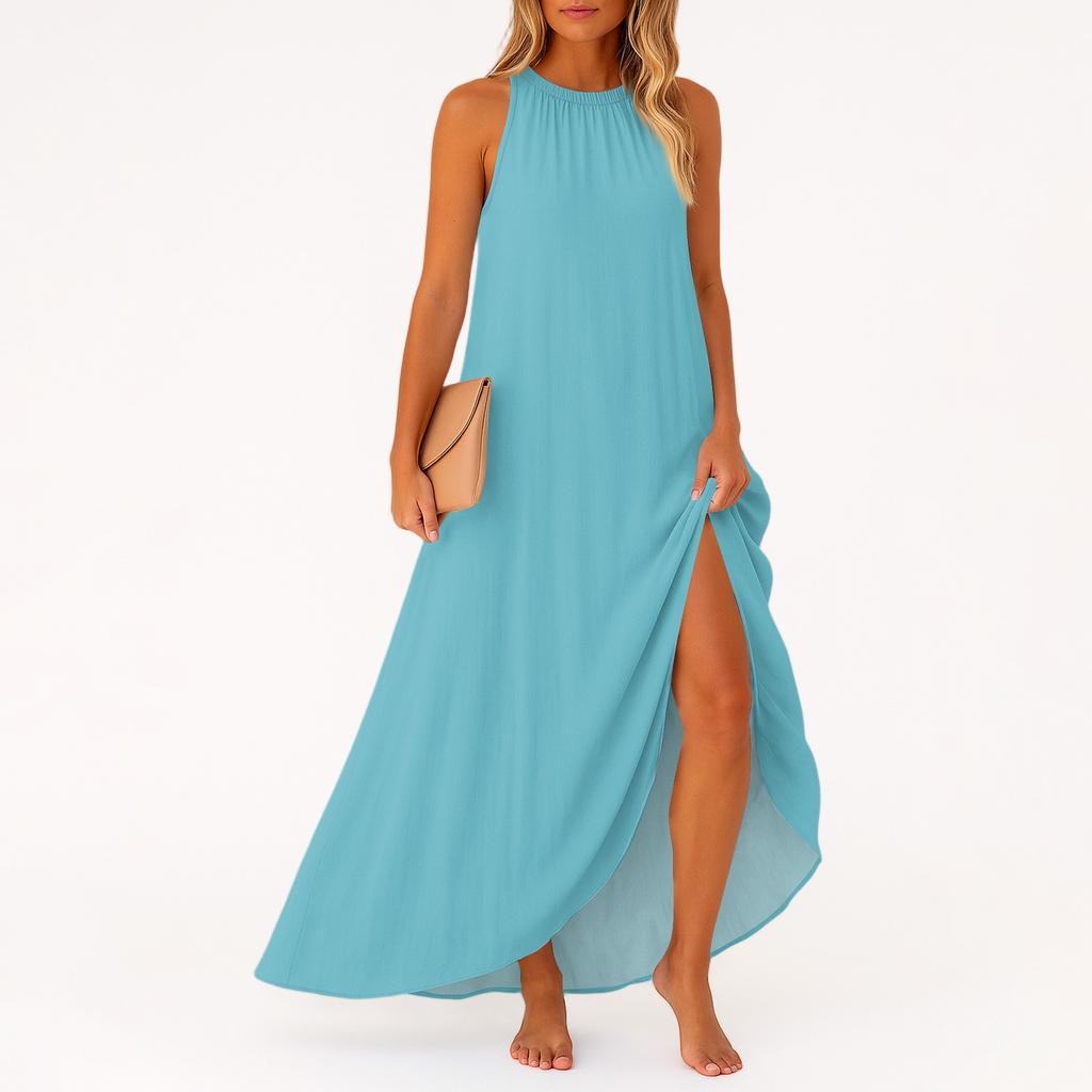 Women's Casual And Fashionable Round-neck  Sleeveless  Mid Length Dress