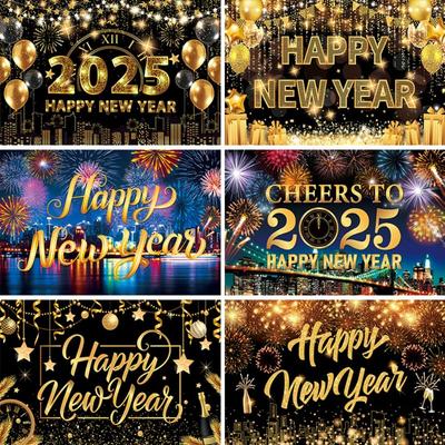 180x115cm Happy New Year Photography Backdrop Countdown Party Celebrate Party New Year Decorations Balloon Background Banner