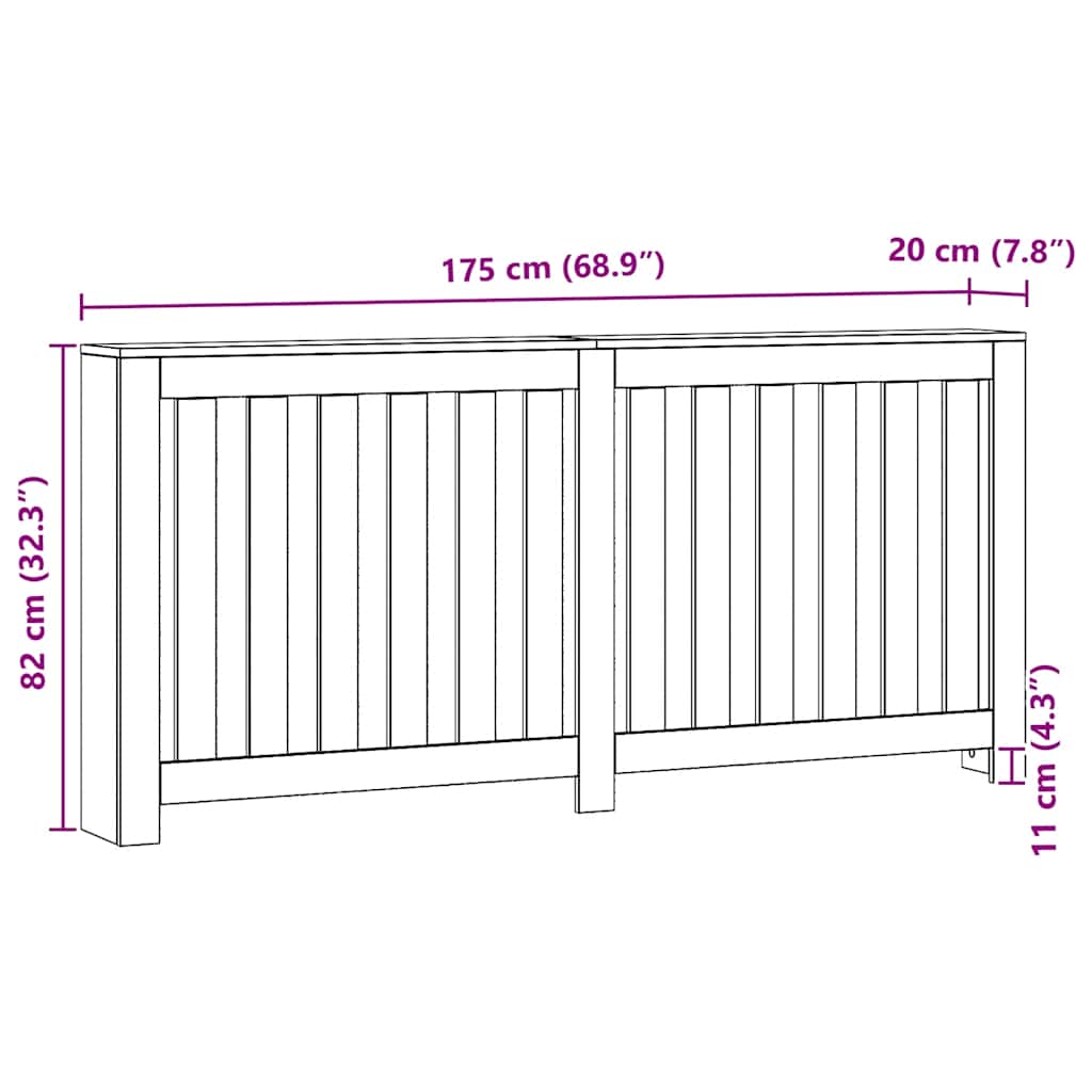Heizkörperabdeckung, Wand-Dekorationsregal, Eck-Dekorationsregal, 175x20x82 Cm