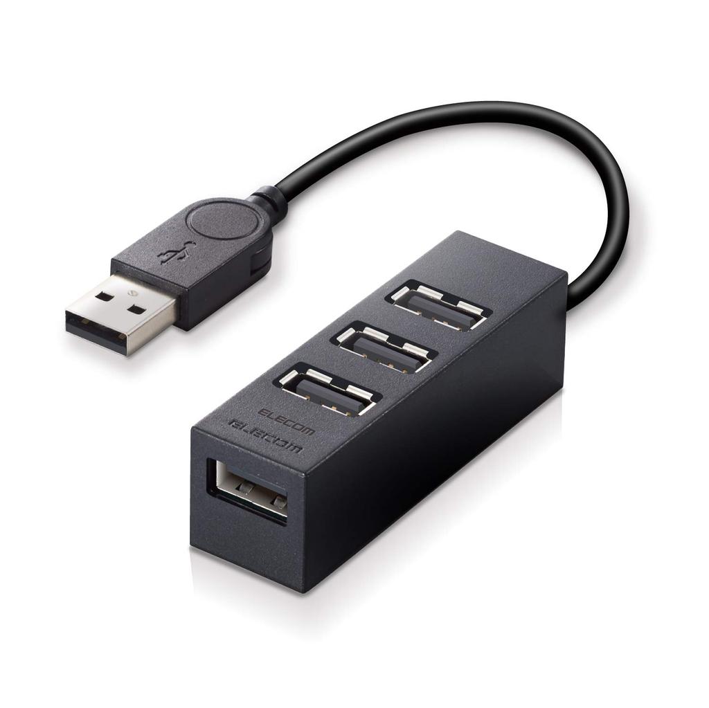 ELECOM USB 4 with Functional Compatible with Surface and Other Nintendo Black 2.0 Hub, Bus-Powered, Ports, 10cm, Magnet, Design, MacBook, Pro,