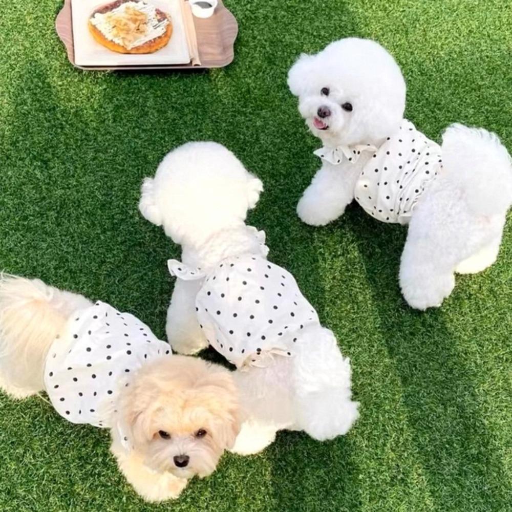 Thin Shirts Summer Dog Clothes Dot Pattern Puppy Skirt Dog Costume Cat Dresses  French Bulldog