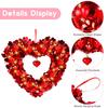 Valentines Day Wreaths for Front Door,14-Inch Valentine's Day Wreath with Lights,Heart Design with Heart-Shaped Ornaments