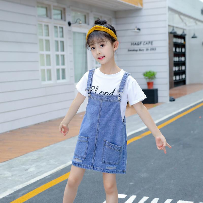 Girls Denim Overalls Dress Spring Summer New Strapless Jumpsuit Cute Casual Outfit