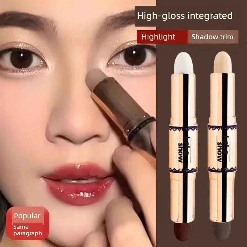 Dual Head Dual-Use Contour Stick Highlight Integrated Pen Matte Brightening Face Facial Nose Shadow Bronzing Powder Eye Shadow Stick Eye Shadow Pen
