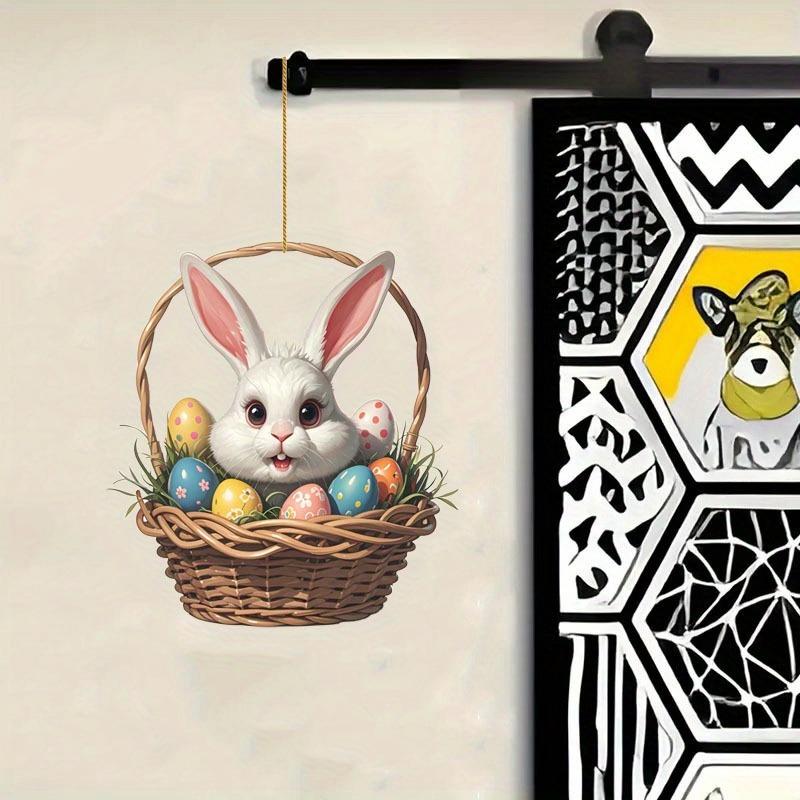 1/2pcs Easter Bunny Acrylic Flat Decorative Pendant, Keychain Pendant,Car Interior Decoration Pendant,Holiday Hanging Decoration