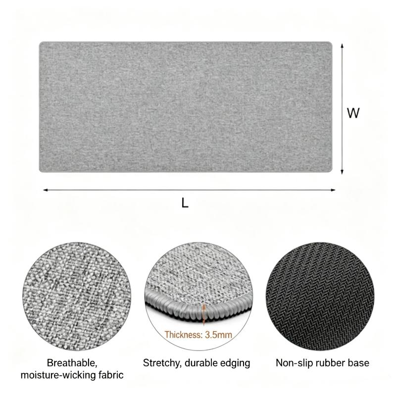 Hoge Kwaliteit Bureau Mat/Muismat; Grote maat; Geschikt voor gaming en kantoorgebruik; 3,5 mm dikte.
