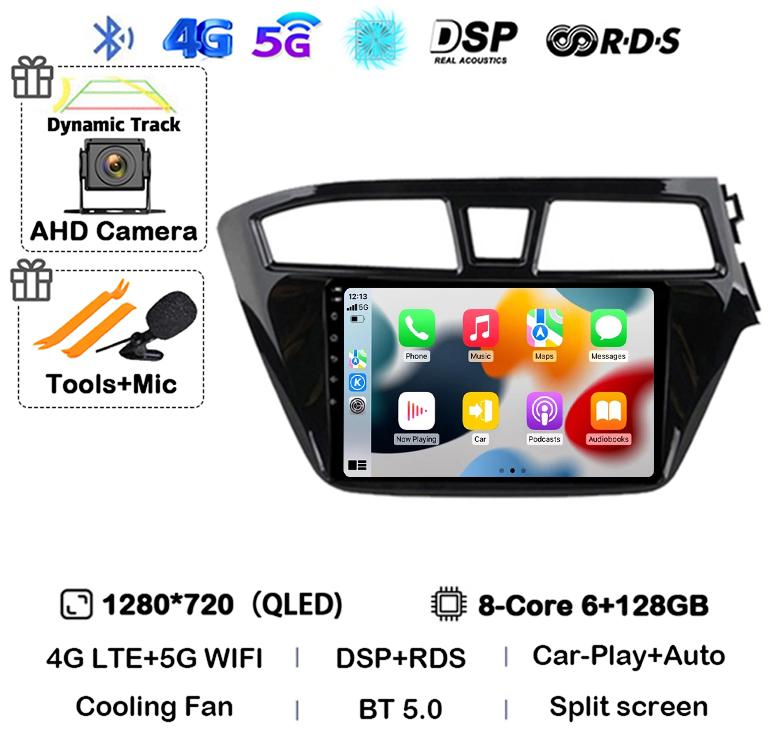 Android 14 Carplay Auto WIFI+4G For Hyundai I20 RHD 2015 2016 2017 2018 Car Radio Multimedia Player Stereo Head Unit 2din Audio