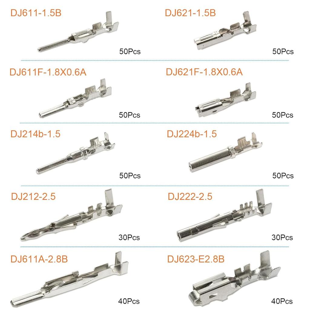 440Pcs Automotive Electrical Pin Connectors Kit 1.5/1.8/2.5/2.8Mm Pin Terminals Wire Connector P Wiring Harness Pin Kit Crimp Terminal P For 22-12