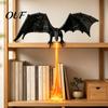 Durable PLA Dragon Model 3D Printed Fire-Breathing Bookshelf Decor, Fantasy Nook Light, Flying Figurine Theme Display with Flame, Halloween Shelf for