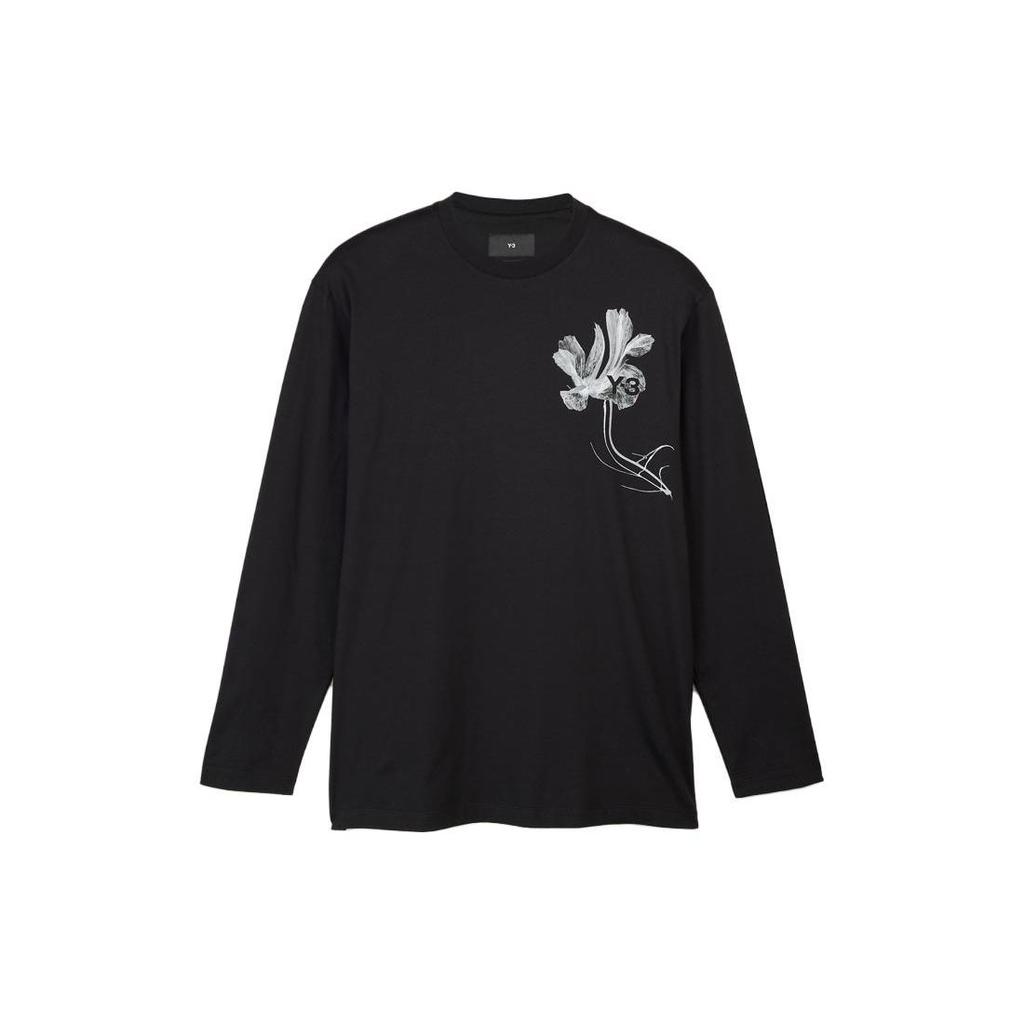 Y-3 SS24 GFX Long Sleeve Tee With Graphic Print Unisex Tops Black IN4351