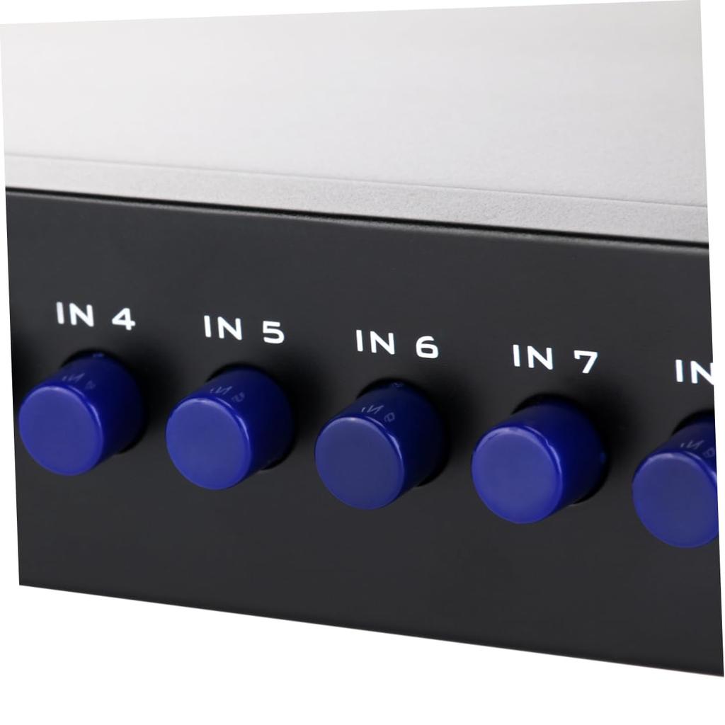 FRCOLOR Composite Video 8 RCA Manual AV Security Low Easy for Store Conference Black Switcher, Inputs/1 Output, 8-Port Switcher, Video/Audio Selector,