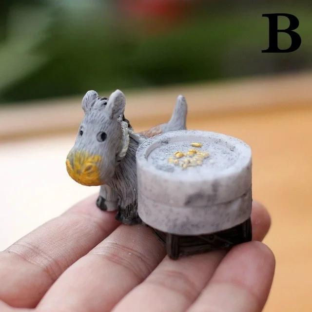 

Осел тянуть тележку каменная мельница миниатюрный сказочный сад украшения дома мини ремесло микро ландшафтный декор DIY аксессуары B