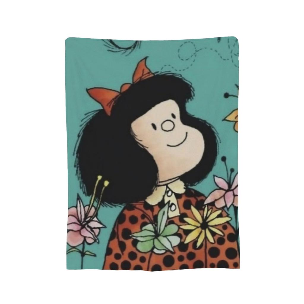 Mafaldas Love Smile Flannel Blankets  Funny Throw Blanket for Home cm Plush Thin Quilt