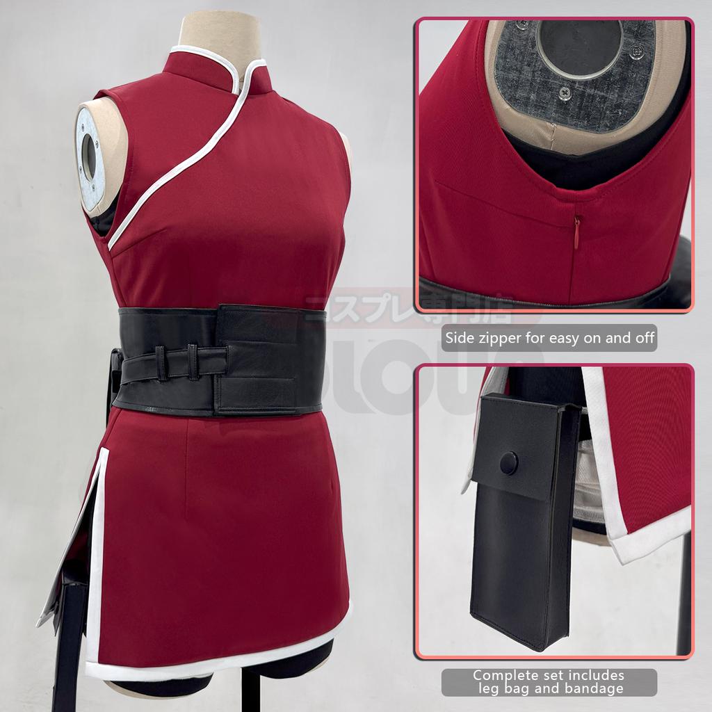 HOLOUN Costume Cosplay Anime Haruno Sakura Haut Short Pochette Halloween Cadeau de Noël Convention Cos