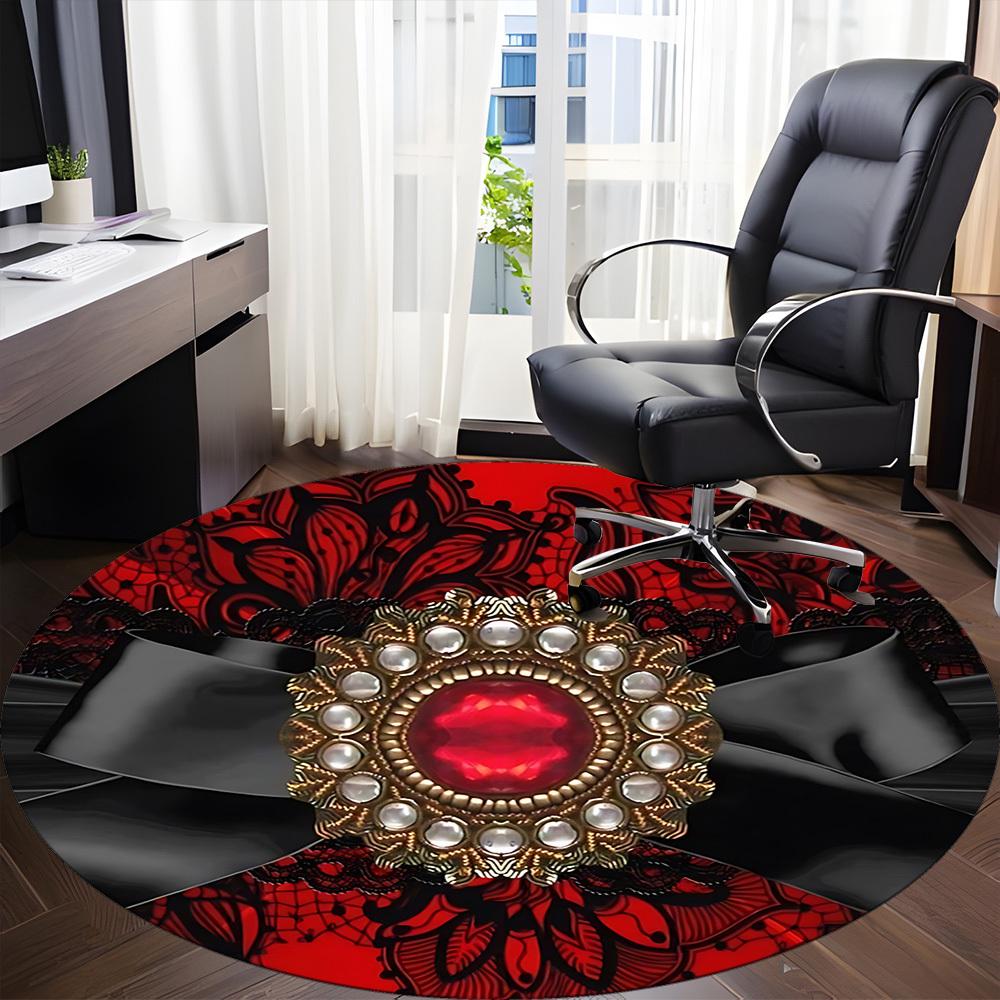 1pc Elegant BowChair Carpet for Office, Indoor Non-Slip Washable Polyester Fiber Carpet, Mat For Office, Machine Washable