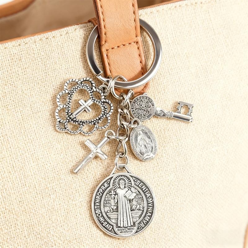 Beautiful Heart Design Crucifix Keychain For Everyday Carry Handmade Keyring Accessories For Keys Or Bags