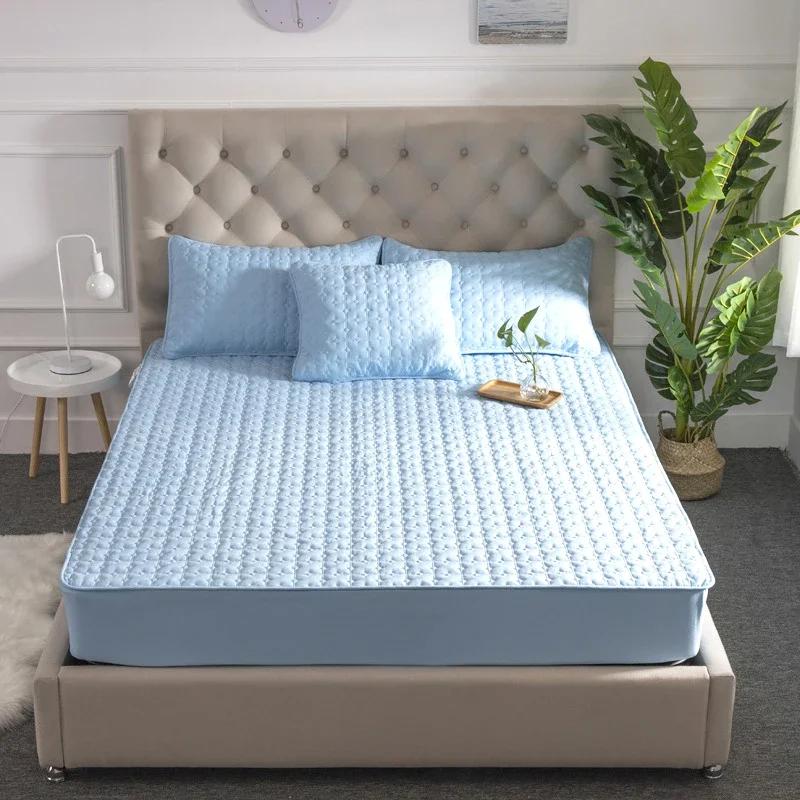 Multi-size 5 Sides Protection Mattress Cover Washable Embossed Cotton Quilted Mattress Protector Soft Anti-mite Mattress Topper