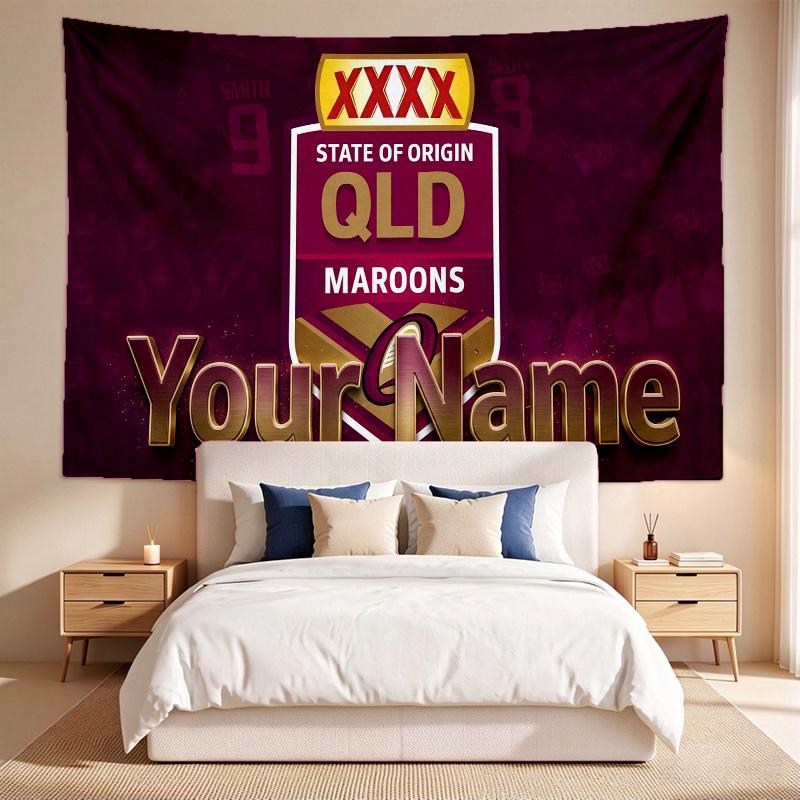 Queensland Maroons (5) Custom Name Tapestry Wall Hanging Tapestry Wall Art Decor for Bedroom Living Room
