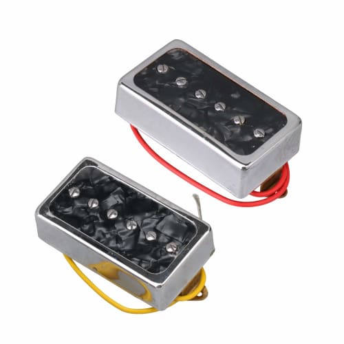 Yibuy 2-Piece Black Pearl Single Coil Pickup Bridge and Neck Set for Electric Guitar Parts