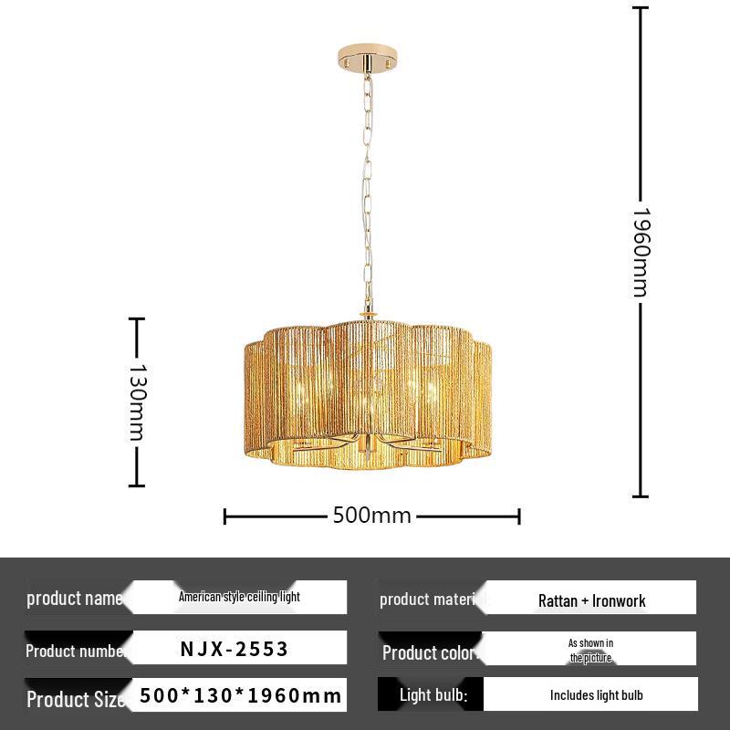 Bohemian Rattan Ceiling Light for European-Style Bedrooms & Hallways