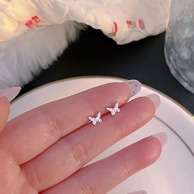 S925 Silver Stud Earrings Women's Ear Hole Earrings Niche Design Earbone Studs High-end Earrings