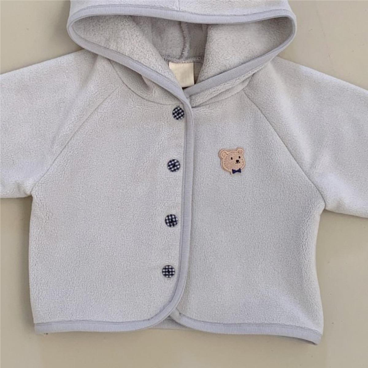 

Plus Velvet Hooded Cardigan for Baby Boys & Girls with Little Bear Embroidery, Double-Sided Velvet Warm Toddler Jacket 90 cm