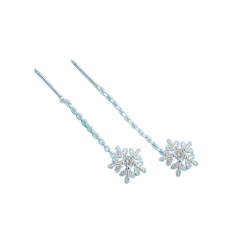 Silver Snowflake Tassel Zircon Ear Cuffs - Versatile, Elegant, Fairy-Inspired Earrings for Women