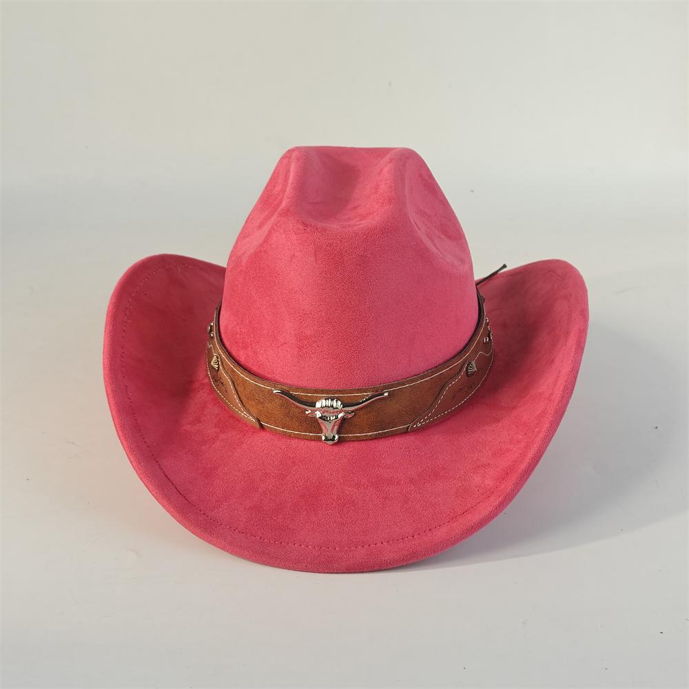 Bull Head Accessories Cowboy Hat For Women Men 7.5Cm Wide Brim Western Suede Hat For Cowboys And Cowgirls Sombrero Vaquero
