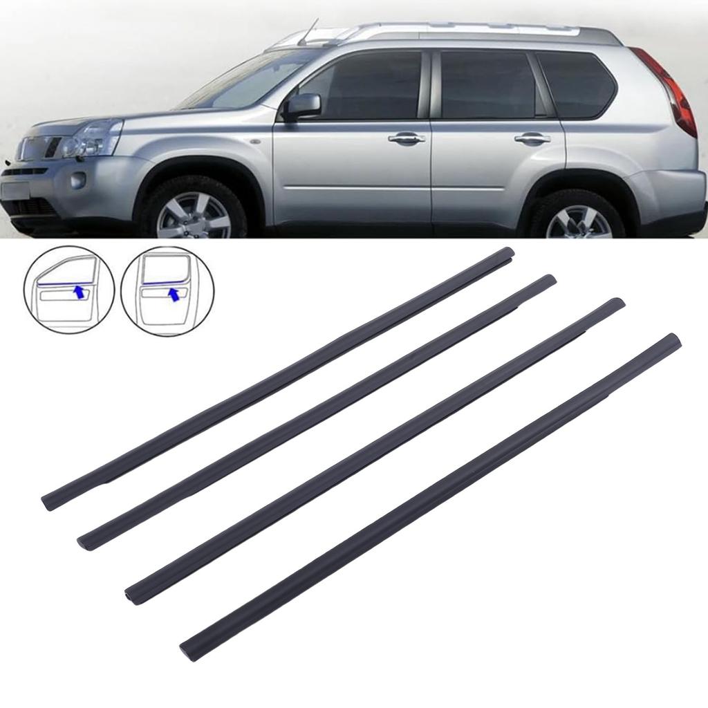 4 Stück Auto Außenfenster Gummi Wetterleiste 80821 1 0A Schwarze Außenfensterleiste Dichtungsband Ersatz für X-Trail T31 2008-2013
