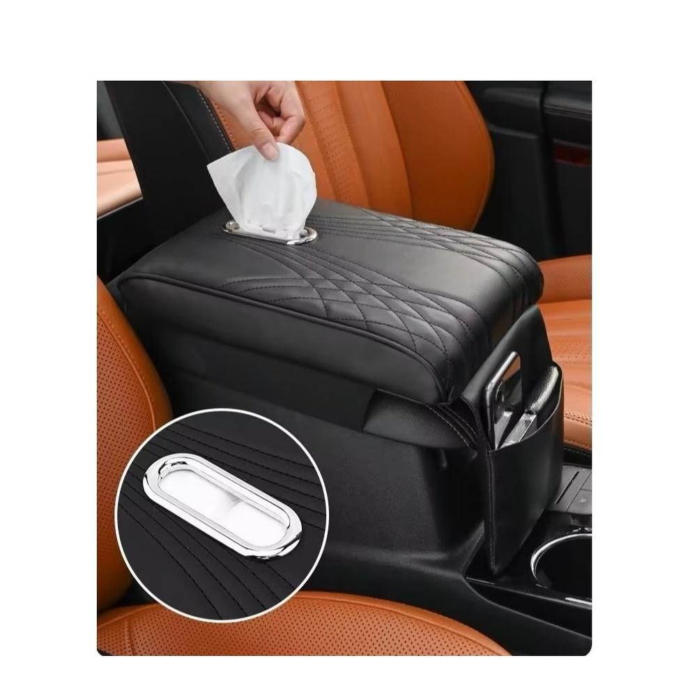 Car Central Control Armrest Memory Foam Armrest Heightening Pad Lengthened Central Armrest Box Pad Car Accessories Black