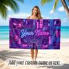 City Cyberpunk Theme Soft Beach Towel Personalized Custom Name Text Towel Portable for Beach Pool Travel