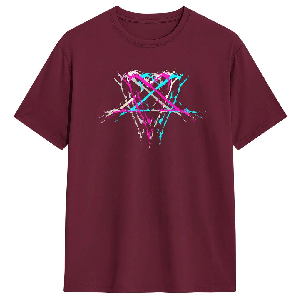Unisexs Liebe Metallband HIM Heartagram T-Shirts 100% Baumwolle Kleidung Lässiges Kurzarm Rundhals-T-Shirt Grafik-T-Shirts