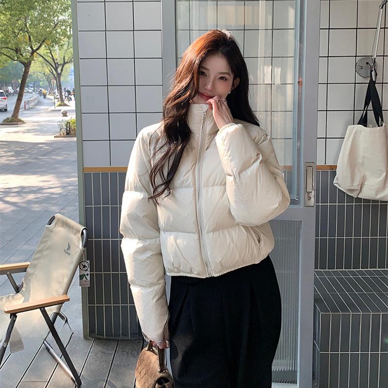 

Новая зимняя простая свободная куртка с хлопковой подкладкой, короткая, со стойкой, маленькая куртка с хлопковой подкладкой для женщин S