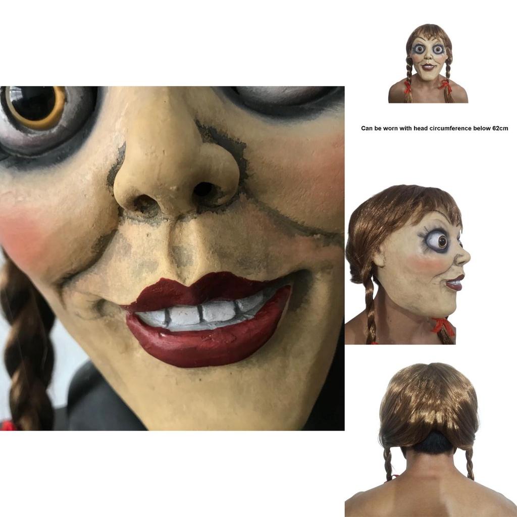 Annabelle Halloween Maske Terror Latex Cosplay Kopfbedeckung Requisiten Gruseliges Kostüm