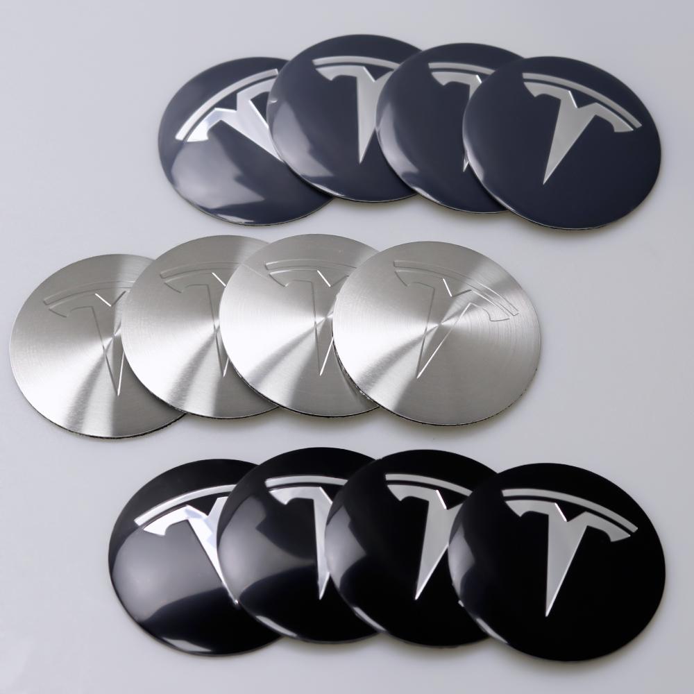 4Pcs Car Wheel Center Cover Stickers Auto Hub Cap For Tesla Model 3 Model S Model X Model Y Roadster WYE Coil Launch Accessories