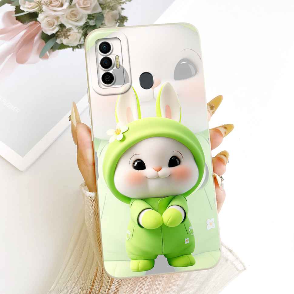 Cover For Tecno Spark 7 2021 Cute Rabbit Casing KF6 KF6j Soft Silicone Casing For Tecno Spark 7 Spark7 Back Cover Coque