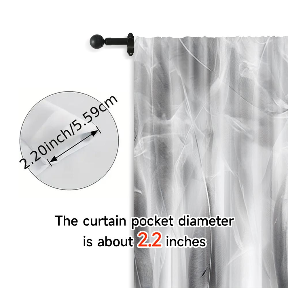 2pcs, Creative Curtains print Gray & White Feather Print Polyester (without rod) Decorations For Home Perfect for Living