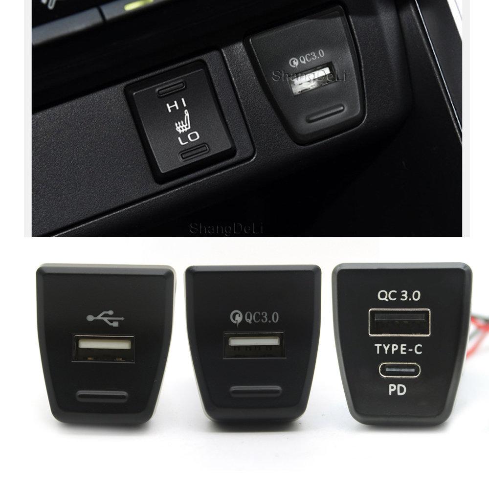 Car Charger USB Interface Socket Interior QC3.0 USB Fast Charger For Toyota Rav4 Accessories