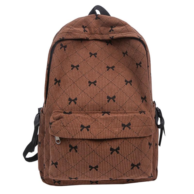 Versatile Corduroy Butterfly Print Backpack - Lightweight, Simple, Casual Design for Students