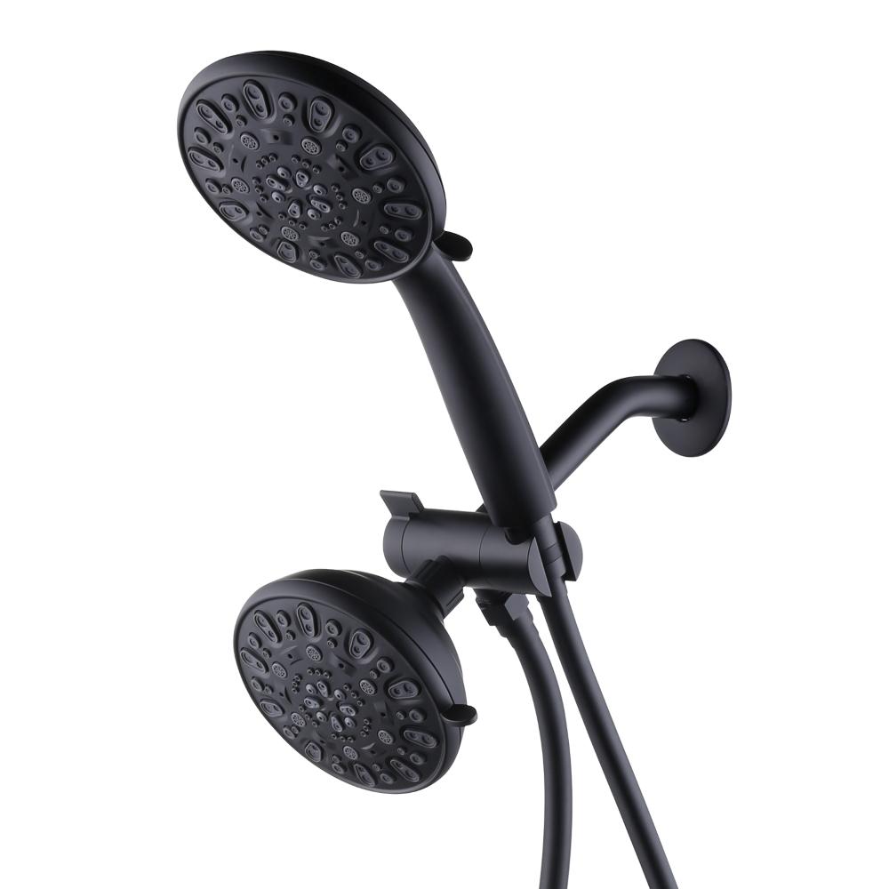 Showerhead and Handheld Shower Set Matte Black 2 in 1 Shower Head System with Hose, Dual Rain and Handheld Shower Head Combo (Black,ABS Plastic)