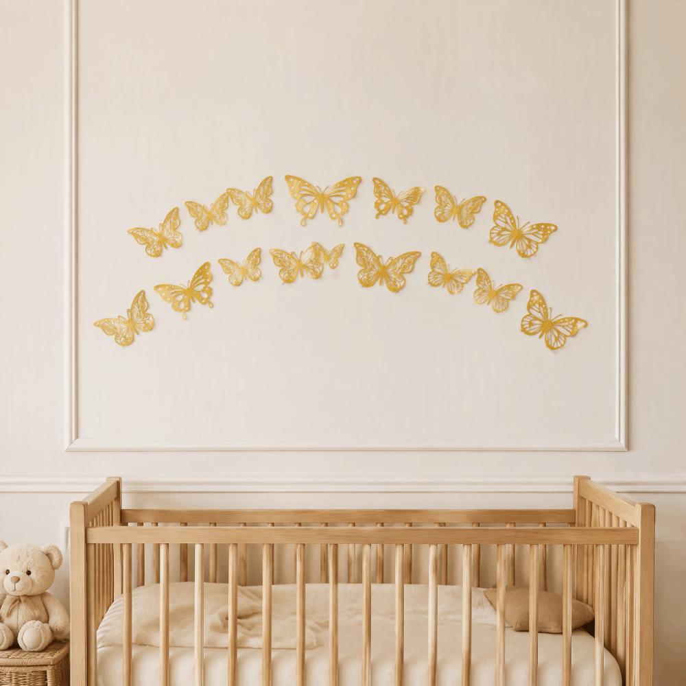 72Pcs 3 sizes Butterfly Wall Stickers Easy Cleaning 3D Butterfly Wall Decor Home Decor
