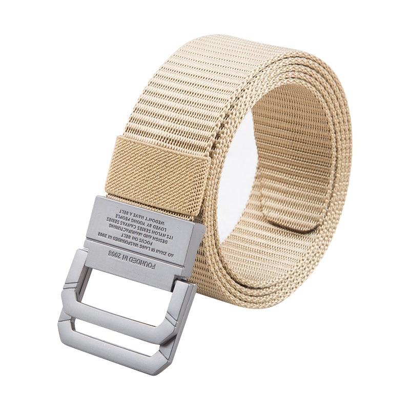 Double-Ring Buckle Nylon Belt for Women Men Alloy Buckle Metal Webbing Belts Outdoor Work Student Military Tactical Unisex Waist