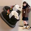 [Winter Retro Ethnic Beaded Snow Boots Maillard Fringe Ankle Boots Trendy Baby Shoes]