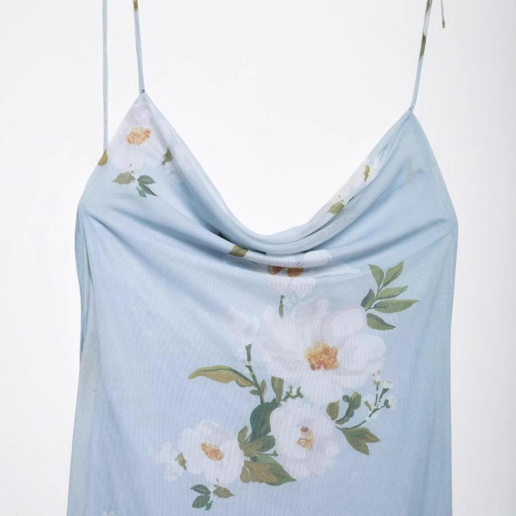 2025 Frühling Damen Europäischer & Amerikanischer Stil Seidendruck Kurzes Kleid