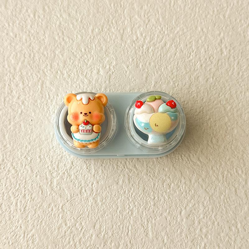 1pc Mini Contact Lens Case for Eyes Travel Kit Holder Cartoon Cute Cosmetic Contact Lenses Case Box Container Travel Accessaries