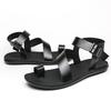 2025 Summer Classic Black/White Men Rome Genuine Leather Roman Sandals Gladiator Breathable Sandals Romanas Hombre Flat Sandles